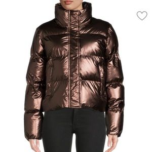 NOIZE Athena Metallic Hooded Puffer Jacket